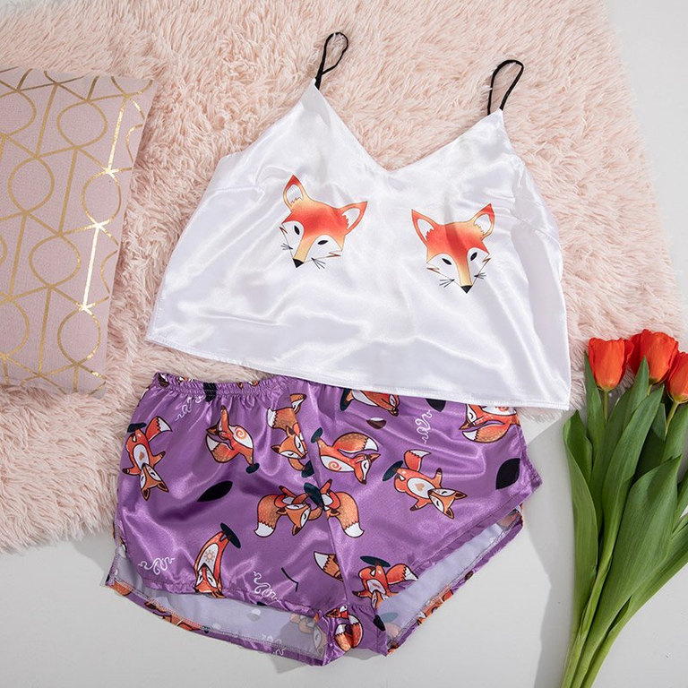 Pyjama femme renard violet - Vêtements