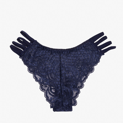 Culotte pour femme en dentelle bleu marine, type brésilien à rayures - Sous-vêtements