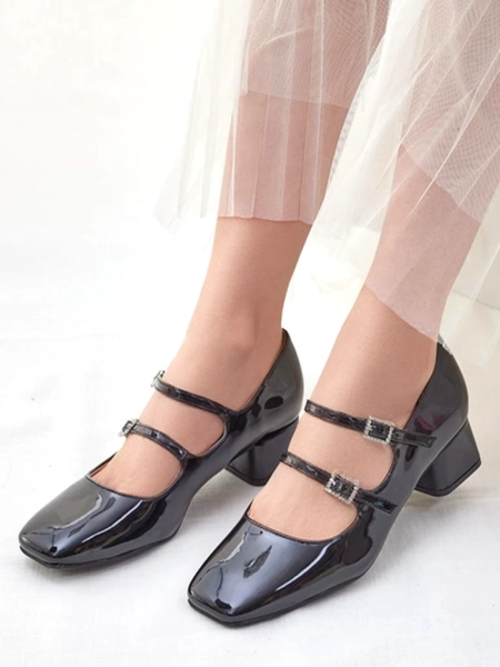 Royalfashion Escarpins vernis pour femmes avec des lanières Vible