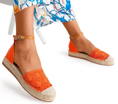 Espadrilles orange avec dessus Asti ajouré - Chaussures