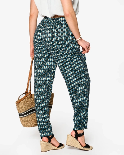 Pantalon à motifs noir et bleu en tissu pour femme a'la alladins PLUS SIZE- Clothing