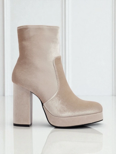 Bottines pour femmes à talons épais imitation velours Miss