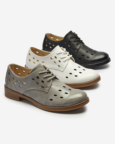 Demi-souliers en cuir écologique ajouré pour femmes en noir Selofso- Footwear