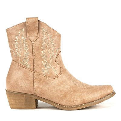 Bottines beiges a'la cowboy talons plats Novilla - Chaussures
