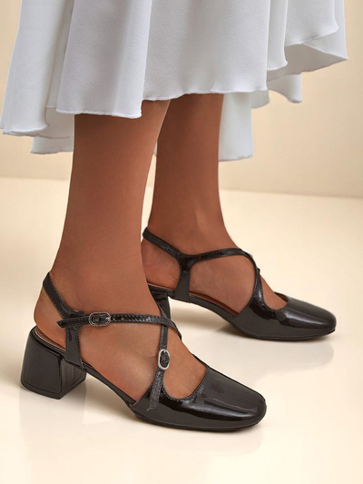Royalfashion Escarpins à petit talon pour femme avec brides décoratives Lollita