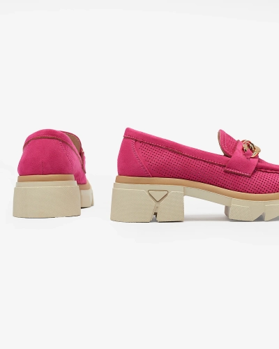 Royalfashion Mocassins en daim écologique avec embellissement doré en fuchsia Zaffix