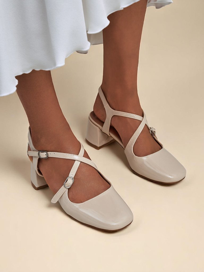 Royalfashion Escarpins pour femme à petits talons avec brides décoratives Lollita