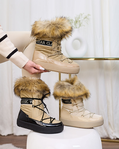 Royalfashion Bottes à enfiler marron clair bottes de neige a'la pour femmes Gomllo
