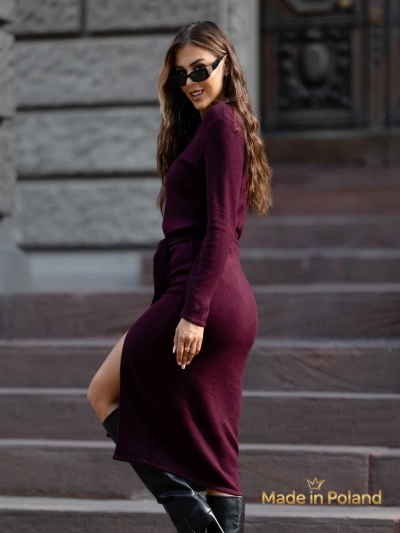 Robe midi en viscose pour femme, style pull
