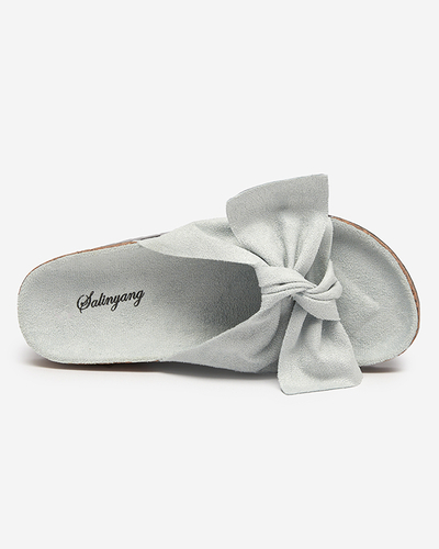 Pantoufles bleues en daim écologique pour femmes avec un nœud Ewerka - Footwear