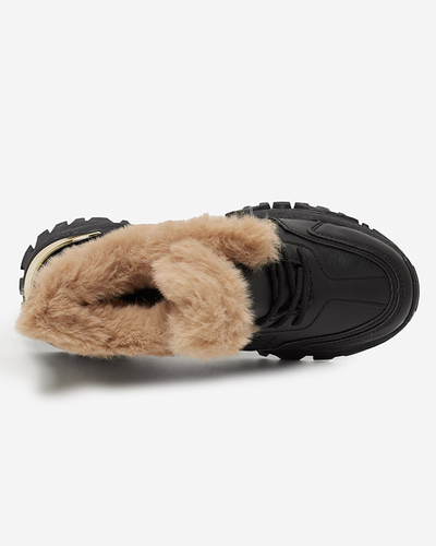 Chaussures de sport pour femmes noires avec fourrure Flixi - Chaussures