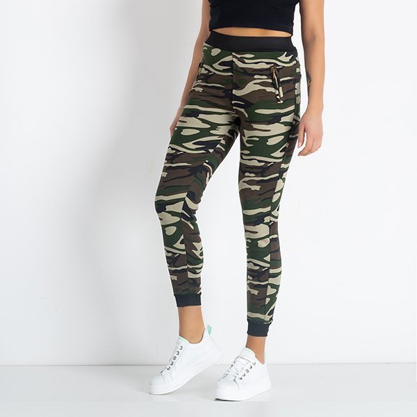 Pantalon de jogging femme camouflage vert et marron - Vêtements