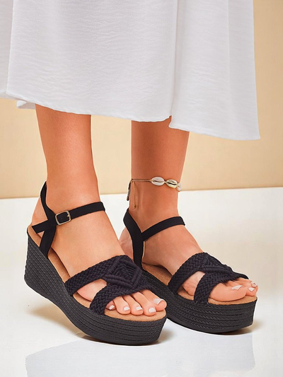 Royalfashion Sandales compensées femme tressées Sunny Day