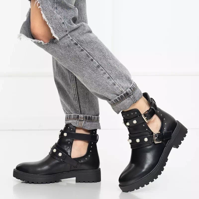 OUTLET Boots femme noires avec perles Levitaro - Footwear