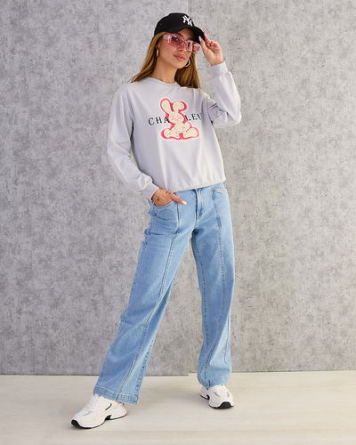 Royalfashion Sweat-shirt en coton à imprimé fin pour femme
