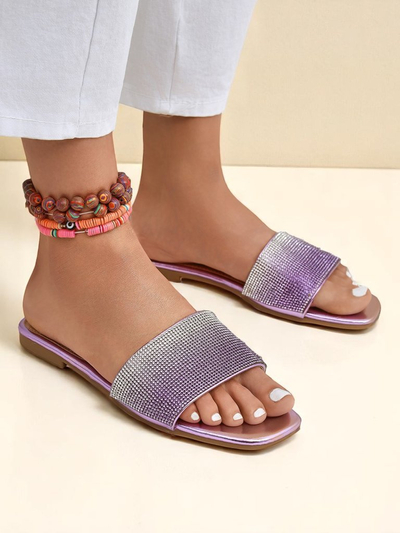 Royalfashion Sandales pour femmes ShinyGlow avec zircons
