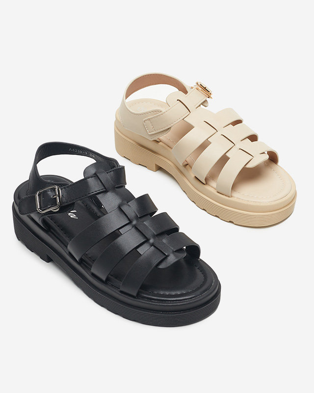 OUTLET Sandales noires pour femme sur semelle plus épaisse Gacino - Footwear
