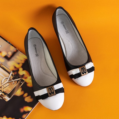 OUTLET Ballerines ajourées pour femmes noires à nœud Alemonia - Chaussures