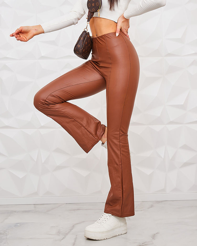 Royalfashion Marron legging éco-cuir femme a'la bells
