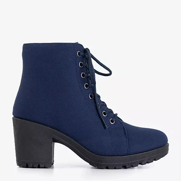 OUTLET Bottines femme bleu marine à lacets et talons hauts Minor
