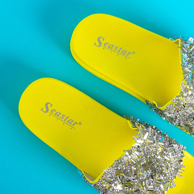 Sandales à plateforme jaune fluo pour femmes avec zircone cubique Lomine - Chaussures