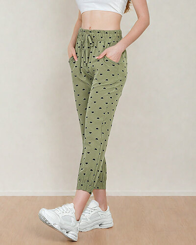 Royalfashion Pantalon en tissu femme avec cœurs