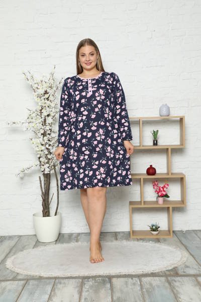 Chemise de nuit femme bleu marine à imprimé fleuri - Vêtements