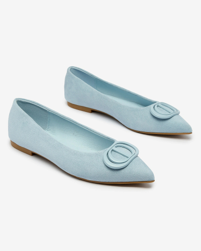Royalfashion Ballerines bleues à bout pointu pour femme avec embellissement sur le nez Tidita