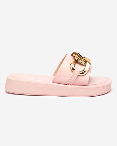 Chaussons femme rose avec chaîne dorée Reteris - Chaussures