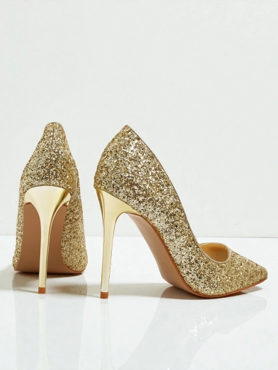 Escarpins pour femmes en cuir écologique à paillettes Zavrimea