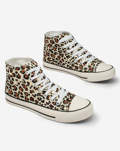 Royalfashion Baskets montantes beiges pour femme avec motif à la mode Jungle Jive