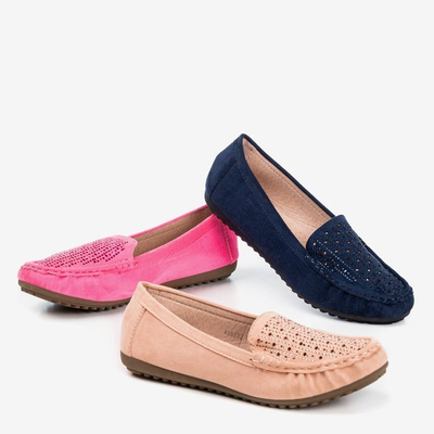 Mocassins femme rose clair avec zircons Cyliua - Chaussures 1