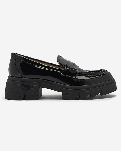 Mocassins noirs laqués pour femmes Tygriss- Footwear