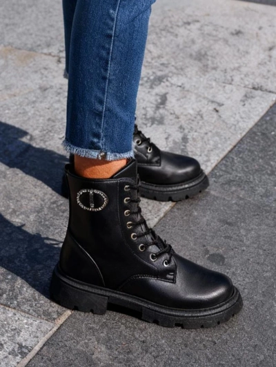 Royalfashion Bottines pour femmes en cuir éco Enoll