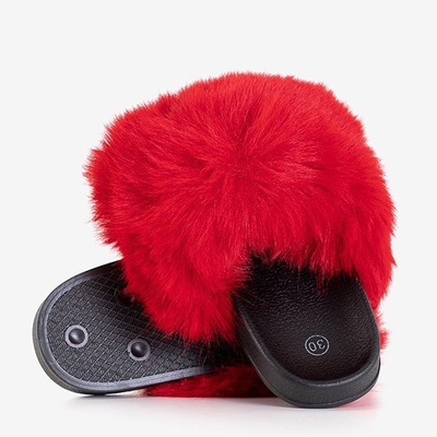 Chaussons rouges en fourrure nonni fille - Chaussures