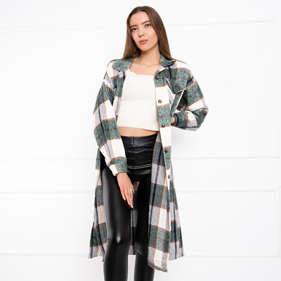 Chemise longue femme à carreaux vert - Vêtements
