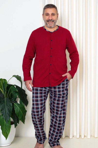 Pyjamas à carreaux en coton pour hommes Royalfashion GRANDE TAILLE