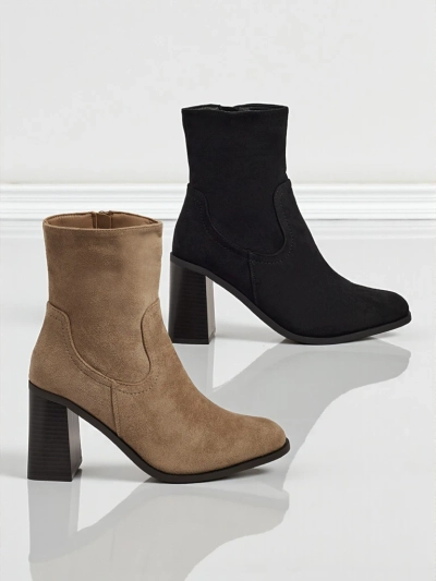 Bottines femme en éco-daim à talons épais Rune Fast