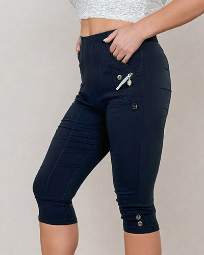 Royalfashion Pantalon en tissu pour femme 7/8 PLUS SIZE