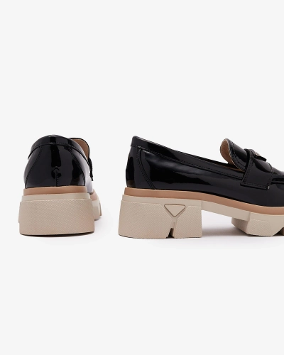 Mocassins noirs laqués pour femme avec décoration Sarix - Footwear