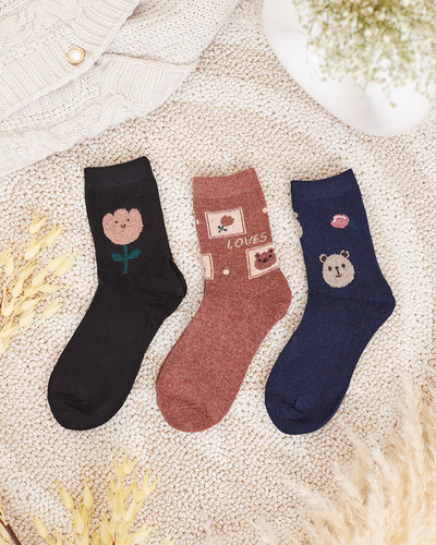 Royalfashion Lot de chaussettes imprimées pour femmes 3/pack