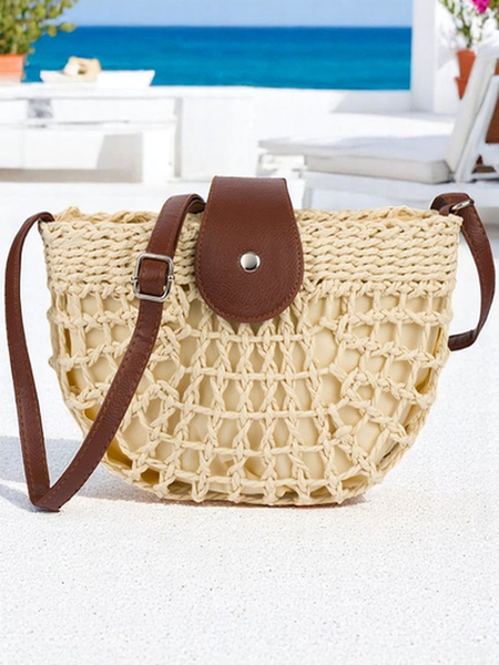 Royalfashion Petit sac à main en paille pour femme Boho Mini
