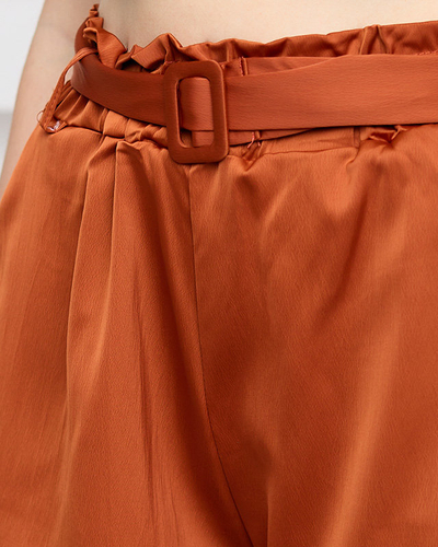 Short en satin marron pour femme - Vêtements