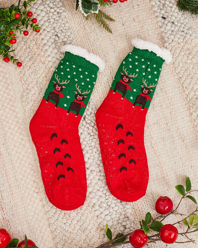Chaussettes pour femmes rouges avec motif de Noël - Sous-vêtements