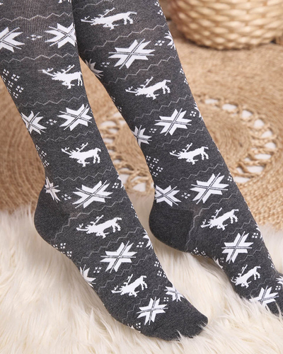 Chaussettes longues de Noël gris foncé pour femmes - Sous-vêtements