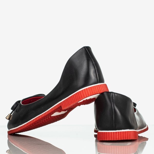 Ballerine femme noire et rouge - Chaussures 1