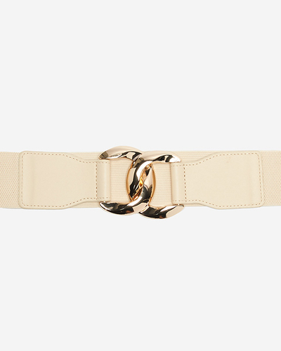 Ceinture élastique avec grande boucle beige dorée - Accessoires
