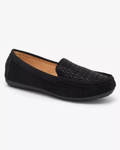 Mocassins noirs pour femme avec zircons Bretika - Footwear