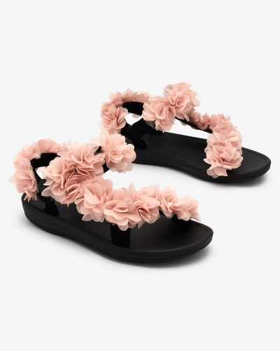Royalfashion Sandales pour femmes rose vif avec fleurs Alferroy