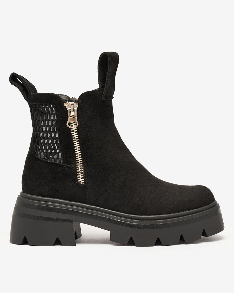Royalfashion Bottes en daim écologique pour femme en noir Refaset